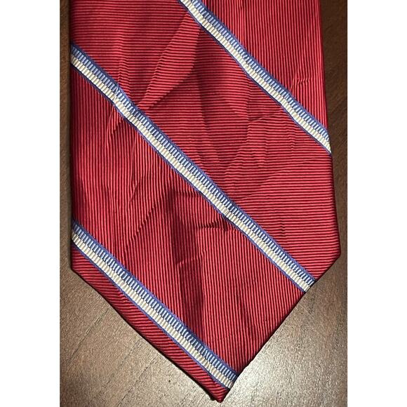 Jos. A. Bank Red Blue Hand Made Repp 100% Silk Men’s Neck Tie Made In China - Picture 1 of 9